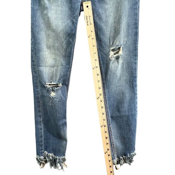Free People Great Heights Jeans Womens 26 Blue Frayed Skinny Distressed Stretch - Picture 8 of 13